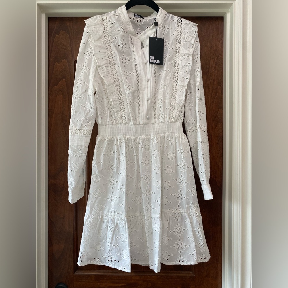 The Kooples Womens Cotton white Eyelet Short Dress Fr Sz 3 US 8  New